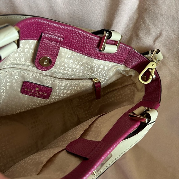Kate Spade Basket Bag Leo Houston Street Two-Tone Cream and Plum Style No. 4578 - Picture 8 of 12